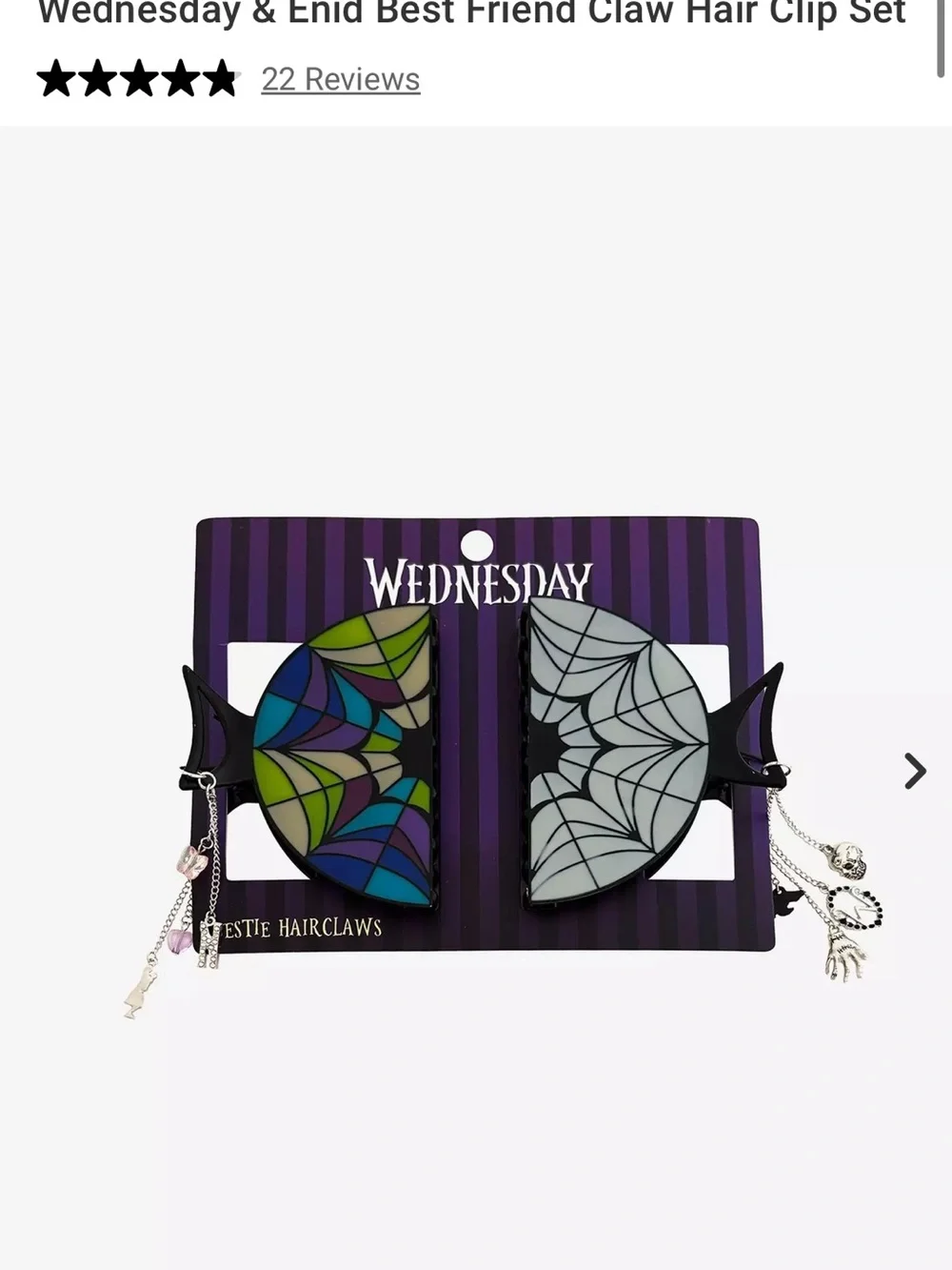 Wednesday Enid Spiderweb Claw Clip Set - Multicolor & Gray